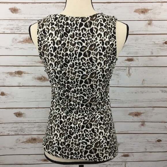Ann Taylor Stretchy Sleeveless Top Women Petites Size SP Animal Print - Picture 4 of 8